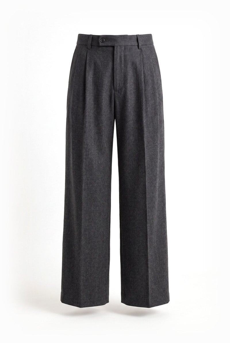 Pleated wide trousers in charcoal
