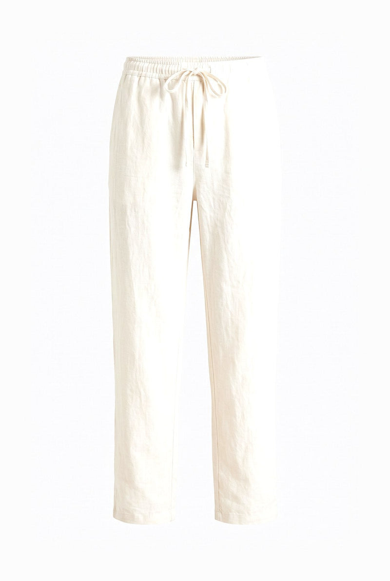 Linen drawstring trousers in cream