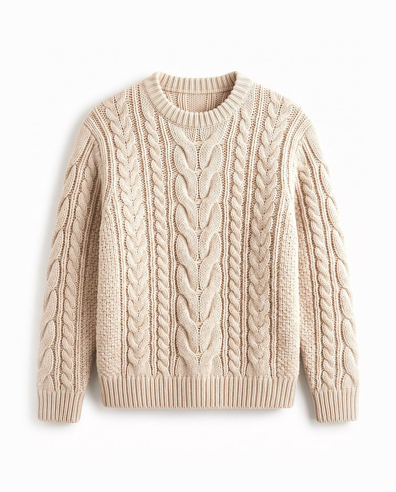 Cable knit sweater in oat