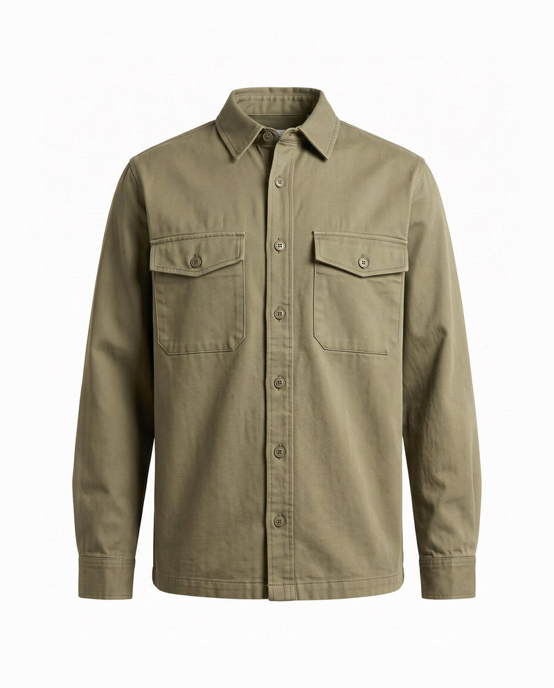Twill overshirt in olive