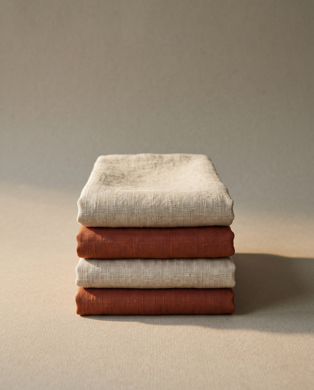 Stack of linen napkins