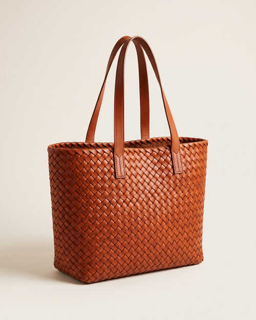 Arco Woven Tote in cognac